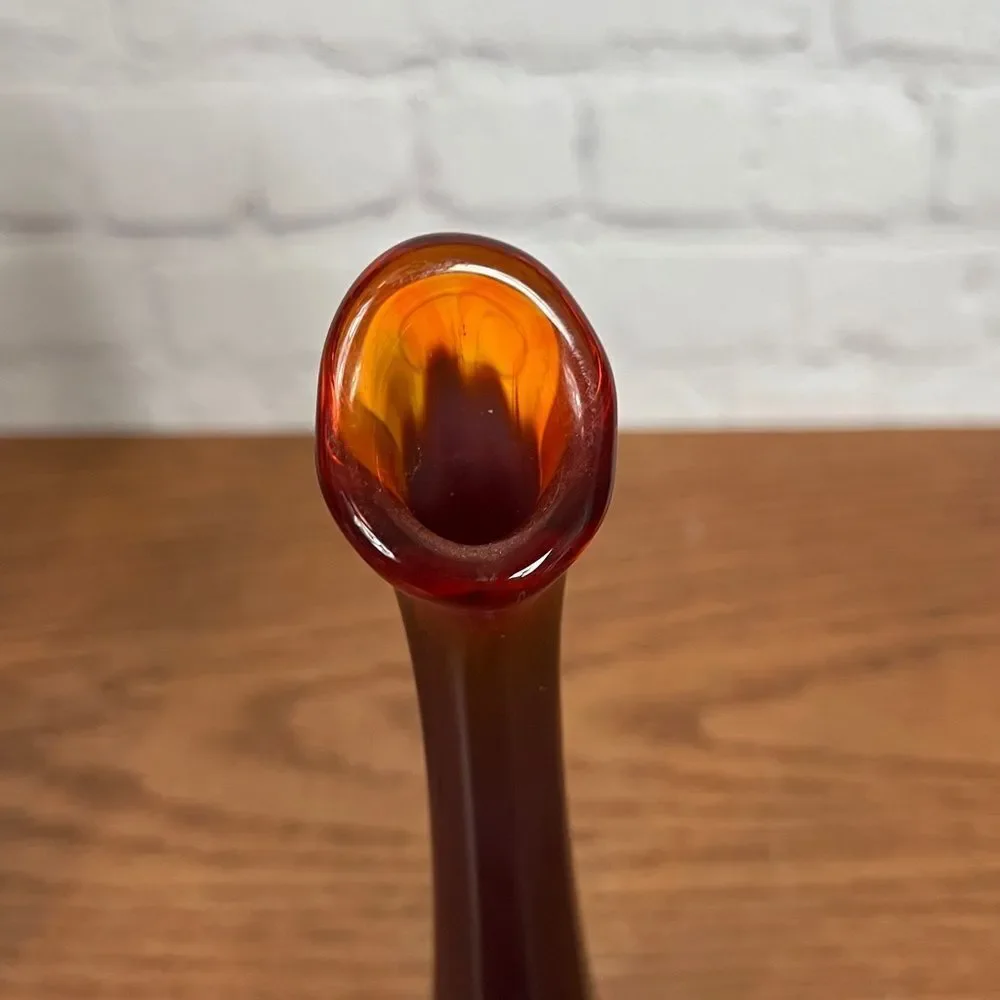 Vintage Fenton Ruby Red Holly Pedestal Vase - Signed and Stamped